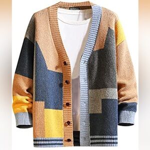 Men's Geometric Knit Cardigan